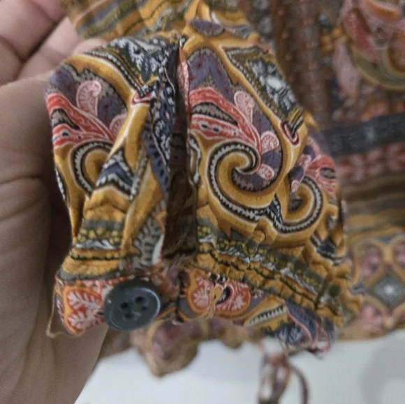 XL Crosby Orange Graphic Paisley Print Tie Front Blouse - Picture 5 of 7